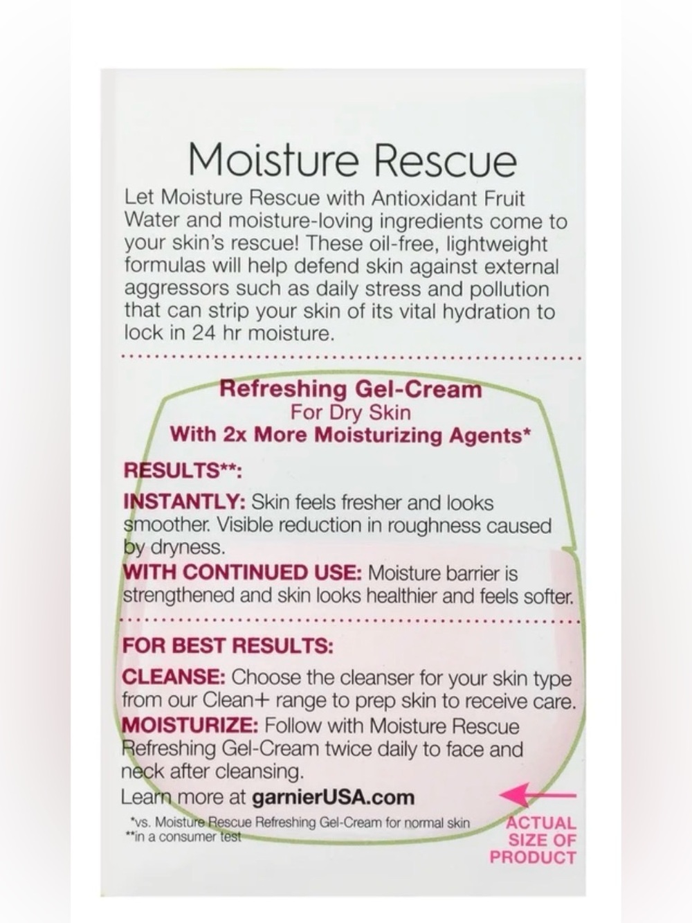 Garnier SkinActive Moisture Rescue Refreshing Gel Cream Dry Skin, 1.7 - Picture 4 of 6
